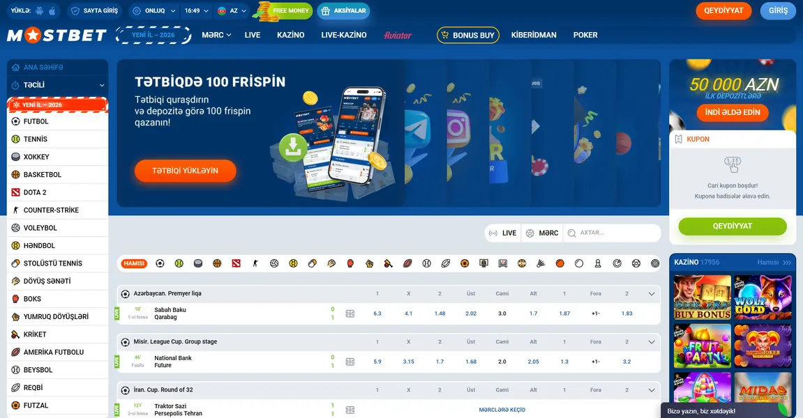 Mostbet Azerbaycan oyunçuları üçün əsas funksiyalar